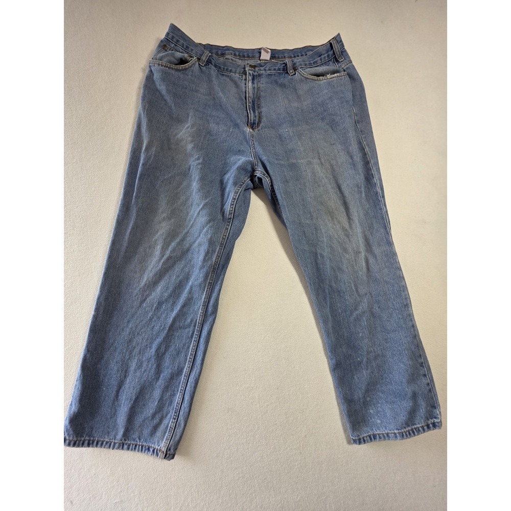 Open Trails Jeans Mens 42x30 Blue Stonewashed Straight Leg 100% Cotton Denim